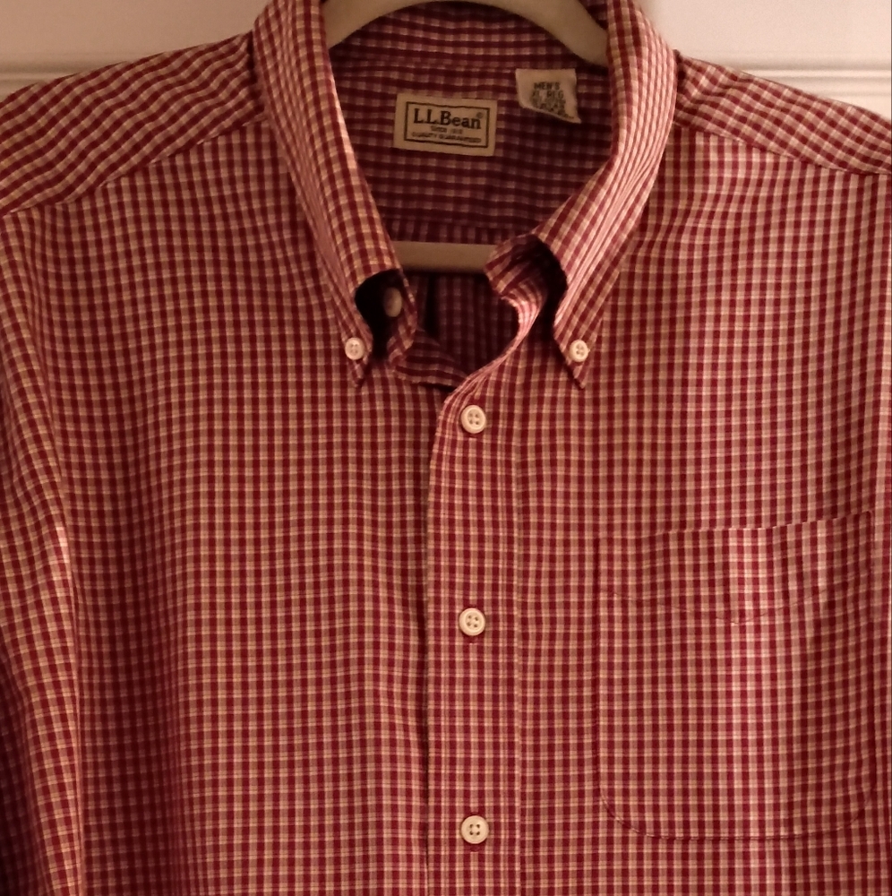 L.L.Bean Mens Cotton Plaid Outdoor  Cowboy Western Rodeo Cabin Button Down Shirt